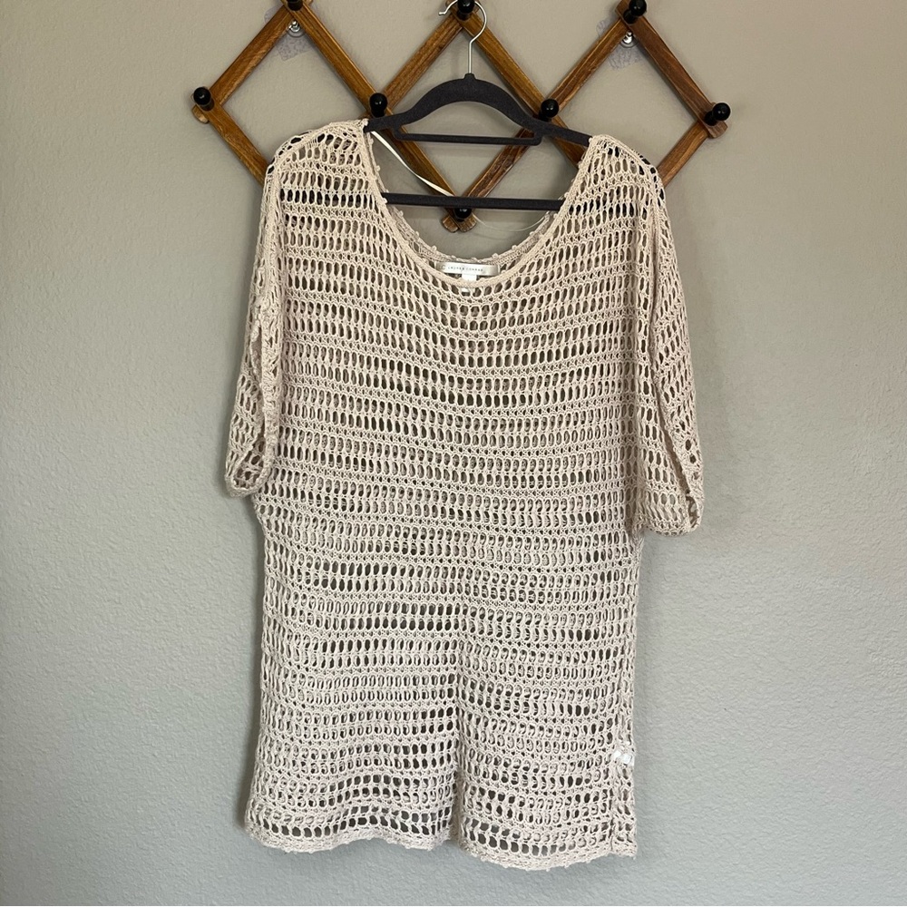 LC Lauren Conrad Light Tan Crochet Top Size Large